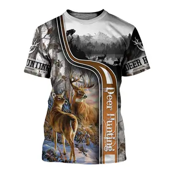 Lov Jeleňa Camo 3D Vytlačené Zvierat Mens t tričko Harajuku letné tričko Unisex Bežné T-shirt top Drop shipping KJ055