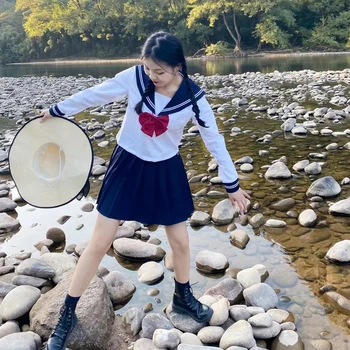 Japonský Školskú Uniformu Sukne Námorník Oblečenie, Kostýmy JK Jednotné Oblek Dievčatá Skladaná Sukňa Anime Cosplay Školáčka Jednotné Topy