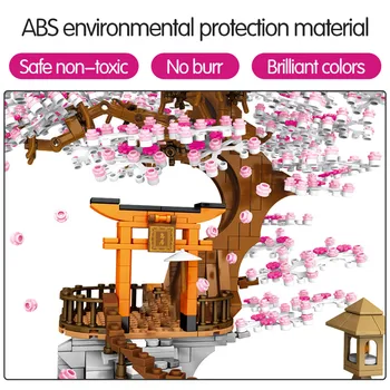 Nápady Ulice Mesta Sakura Inari Svätyne Tehly Priateľmi Cherry Blossom Tvorca Dom, Strom, Stavebné Bloky, Hračky Klasický Model Auta