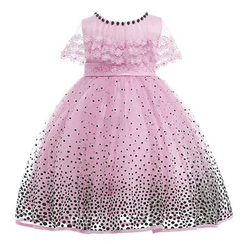 2020 Príležitostné Letné Šaty Korálkové Oka Dot Tlač Kvety Dievčatá Šaty Deti Oblečenie Čipky Princezná Sprievod Šaty Vestidos Verano