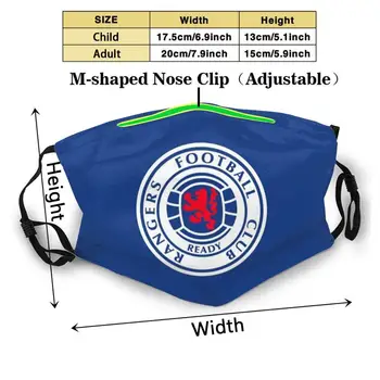 Rangers Football Club Opakovane Masku Na Tvár Umývateľný Vonkajší Nos, Ústa Kryt Unisex Móda Pre Mužov, Ženy, Deti Glasgow