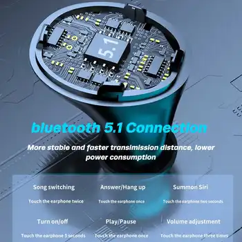Bluetooth 5.1 Bezdrôtové Slúchadlá s Mikrofónom Športové Nepremokavé TWS Bluetooth Slúchadlá Dotykové Ovládanie Bezdrôtové Headsety, Slúchadlá