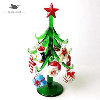 Custom Handmade Murano Transparentné Sklo Vianočný Stromček Figúrka Ozdoby, Vianočné Dekorácie 12pcs Charms Príslušenstvo Prívesok Darček