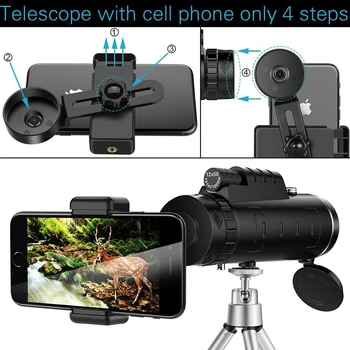 TOKOHANSUN Objektív na Telefón Zoom 40X Smartphone Monokulárne Ďalekohľad Rozsahu Fotoaparátu, Camping, Turistiku, Rybolov s Kompasom Telefón Statív