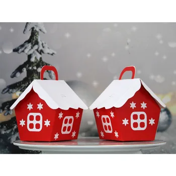 DABONAS 10pcs Veselé Vianočné pečivo Box, Kartón Cake Box Candy Políčok pre Vianočný Večierok