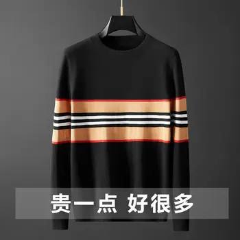 Prekladané bavlna, dlhý rukáv pletený sveter mužov pekný kórejská verzia 2020 klesnutie tričko jeseň zima top