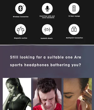SooPii Bezdrôtový Hearphone Bluetooth 5.0 Slúchadlá Športové Krku-konať Headset Magnetické Slúchadlá S mikrofónom pre mobilné Telefóny