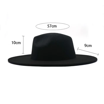 Newfedora klobúky ženy muži veľké okraj 9 cm veľké jednoduchý klasický jazz čiapky farbou formálne šaty cirkvi britský štýl nové plstené klobúky