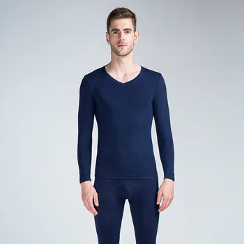 2018 nové Long johns mužov modálne tenká tepelná bielizeň V krku pružné telo frézovanie Ázijské veľkosť XL až 6XL