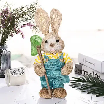 Veľkonočné Dekorácie Umelá Slama Veľkonočné králik s vajcom páse s nástrojmi stojan dekorácie DIY Záhrada Ornament Plochy Dekor Dodávky