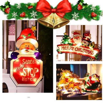 Mintiml Dobrý deň, Santa LED prísavky okna visí svetlá, Vianočné dekorácie atmosféru scény rozloženie dovolenku dekorácie svetla