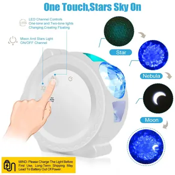 Hviezdne Nebo Projektor Star Nočné Svetlo Premietacie 6 Farieb Tichom Mávali Svetlá 360 Stupňov Rotácie Nočné Osvetlenie na Čítanie pre Deti