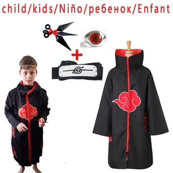 Deti/deti Anime Naruto Akatsuki /Uchiha Itachi Cosplay Kostým Halloween Vianoce Bolesť Plášť Kapskom
