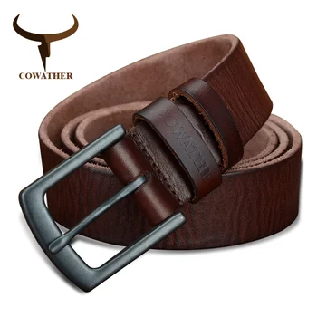 COWATHER skutočné cowhide kožené pásy pre mužov vintage 2019 nový dizajn muž popruh ceinture homme 110-130 cm MUŽOV pásu