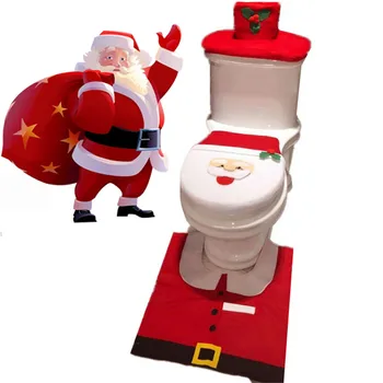 2019 Šťastný Nový Rok 3ks Fantázie Santa Claus Koberec Sídlo Kúpeľňa Set Contour Koberec, Vianočné Dekorácie, Vianočné Party Dodávky