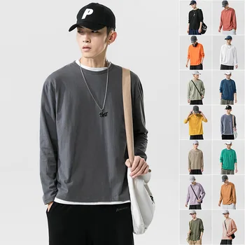Dlhý rukáv T-shirt pánske 2020 nový trend jeseň kórejský T-shirt klesnutie tričko s šaty módneho pánskeho oblečenia
