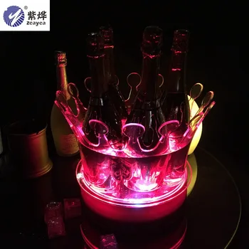 LED Ice Bucket Spoplatnené Farby Víno Chladiča Koruny Šampanské Víno Držiak na Nápoje Pivo, Víno Stojan Bar/Svadba/Home Party