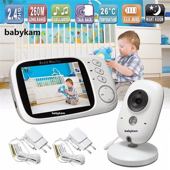 Ruský vb603 Baby Monitor Baby Monitory 3.2 palcový TFT LCD Video Opatrovateľka INFRAČERVENÉ Nočné Videnie 2 spôsob, ako Hovoriť 8 Uspávanky Teplota Monitor