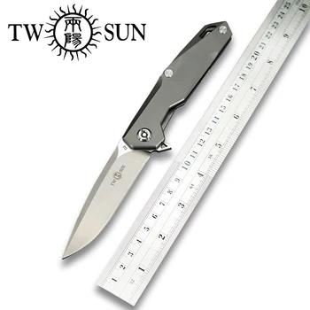 TWOSUN d2 čepeľ skladací nôž Vreckový Nôž taktický nôž na Prežitie nože camping outdoor nástroj výchovy k DEMOKRATICKÉMU občianstvu, Rýchle Otvorenie Titán TS21