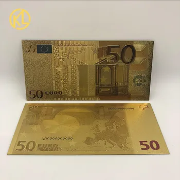10 ks/veľa Farebné Euro 50 Zlatej Fólie Bankoviek Euro Falošné Bankovky Peniaze Kolekcia pre Domáce Dekorácie Darček