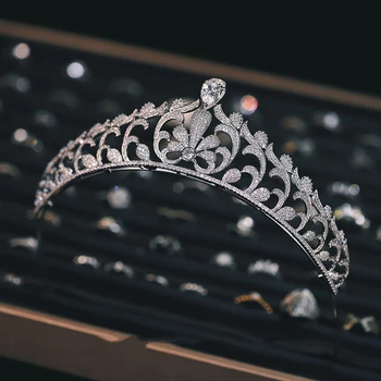 HIMSTORY Luxusné Európske Kráľovské Headdress Koruny AAA CZ Crystal Princess súťaž Krásy Zapojenie Svadobné Svadobné Doplnky do Vlasov