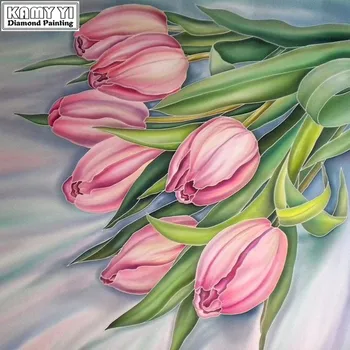 Plné Námestie vŕtať 5D DIY Diamond maľovanie Tulipán kvet Diamond Výšivky Mozaiky Cross Stitch Drahokamu dekorácie