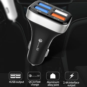 4USB Auto Cigaretový Zapaľovač Nabíjačku QC3.0 Telefón Rýchle Nabíjanie 2.4 A Adaptér Pre iPhone, Samsung Android Univerzálny Auto Elektronické