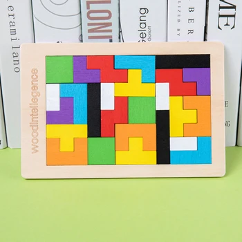 Batoľa 3D Puzzle Drevených Tangram Matematika Hračky, Hry Detí predškolského Magination Duševného Vzdelávacie Hračky pre Deti 1 2 3 Rokov