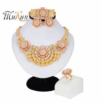 Dubaj Sady Šperkov Crystal Náhrdelník Klasické Náramok, Náušnice, Prsteň Čaro Africkej Ženy Módne Šperky, Svadobné Party Šperky