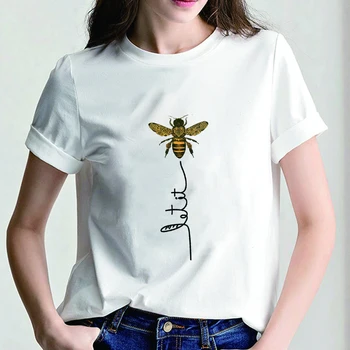 Nech Je To Včela T Shirt Vegetariánska Tričko Také Ženy 2020 Milovník Zvierat Darček Oblečenie Honey Bee Grafické Tees O-Krku Nadrozmerné T Tričko