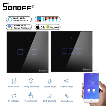 SONOFF T3 EÚ TX 1/2/3Gang WiFi Smart Wireless Wifi Prepínač Podporu Alexa Domovská stránka Google Smart Home Smart Home eWeLink APP Remote