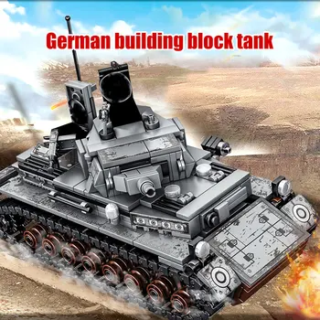 596PCS Mesto Diy Vojenské Stavebné Bloky Pre WW2 Ocele Ríše-nemčina IV Tank Soldier Údaje Tehly Hračky Pre Deti,