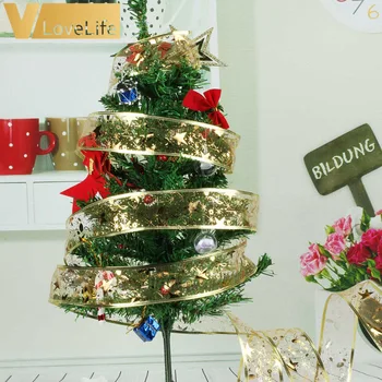 10Yards Organza Páse s nástrojmi Vianočné DIY Stuhy Vianočný Stromček Darček Dekorácie pre Domov Slávnostné Strany Dodáva Gold/Silver/Red