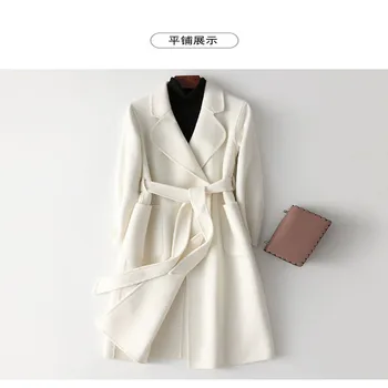 Obojstranné Cashmere Vlnené Kabát Žien 2021 Jeseň A v Zime Teplé a pohodlné nový kórejský High-end Elegantné Ženy Dlhé