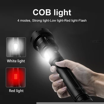 XHP160 COB Led Baterka 18650 alebo 26650 Usb Taktické Flash Light XHP70.2 Nabíjateľné Led Svietidlo Zoom Lov Svetlé Práce Lampa