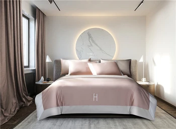 Nové 600TC Egyptskej Bavlny Hotel Luxusná posteľná bielizeň Nastaviť List Výšivky Obliečky Kryt Plochý List Parrure De Lit