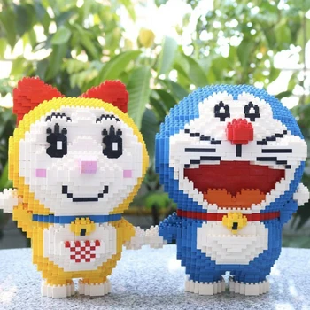 Tvorca Bábika Mini Diamond Častice Dorami Doraemon Modrá Fat Man Miniblocks Tvorca stavebným Roztomilý BrickHeadz Hračky Pre deti