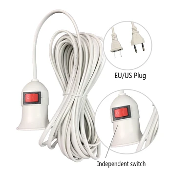 E27 misiek 4M sieťový Kábel EÚ Plug Nezávislé Tlačidlo Prepnúť Linka pre LED Prívesok Žiarovky Pozastavenie Zásuvky