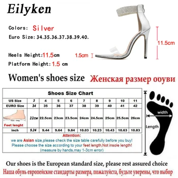 Eilyken Crystal Členok Popruh Sandále Ženy, Otvorené Prst PVC Zips Tenké Vysoké Podpätky Sandále Ženské Šaty, Topánky Žena Lete 2021 Nové