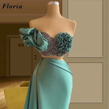 Arabský Dubaj Lištovanie Večerné Šaty Luxusné Zelená Dlho Prom Šaty Vestido De Formatura 2021 Couture Dizajn Svadobné Party Šaty