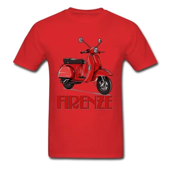 Firenze Piaggio Vespa Motorových Taliansko Červené Biele Tričko Najvyššej Kvality Pohodlné Bavlnené Tričká Pre Mužov Mini Motocykel Cyklus Obrázok