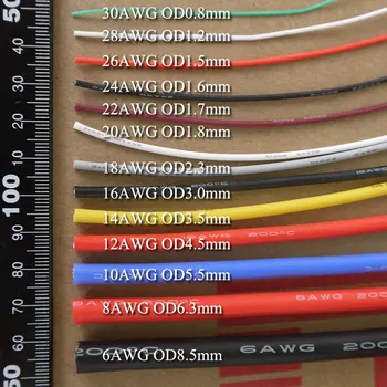 6AWG Flexibilné Silikónové Drôt, Kábel Mäkké Vysoká Teplota, Pocínované medené UL VW-1