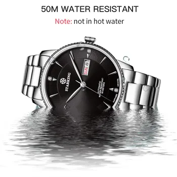 STARKING Automatické Mechanické Obchodné Sledovať mužov Seiko NH36 Movt Sapphire Crystal z Nerezovej Ocele, Vodotesné 50M náramkové hodinky