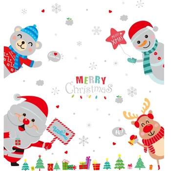 [SHIJUEHEZI] Otec Vianoc Okno Nálepky DIY Snowflake Ozdoby na Stenu pre Obývacia Izba Sklo Nový Rok Dekorácie