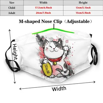 Sumi-E Neko Dospelých, Deti Proti Prachu, Filter Diy Maska Maneki Neko Mačka Zvierat Japonsko Japonské Šťastie Symbol Náčrt