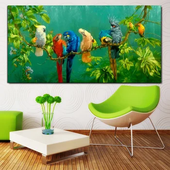 Obrázky Farebné Papagáje Zvierat Maliarske Plátno Na Maľovanie Na Stenu Umenie Výtlačkov Pre Obývacia Izba Moderné Dekoratívne Vytlačí Plagáty