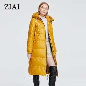 ZIAI 2020 ženy vetrovka Biele big kožušiny golier hotsale zimné žena bunda list módny štýl lady kabát pôvodné kvality ZR-3568