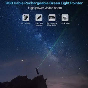 Vonkajšie Vysoký Výkon 532nm Zelená/Červená Laser USB303 Ukazovateľ Prenosné Dobíjacie Nastaviteľné Zaostrenie s Viditeľným Mulitple Lúč
