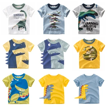 Tričko Dinosaura Chlapcov, Dievčatá, Deti, Deti Topy Bavlnené Oblečenie Tlač Krátke Rukávy Letné Oblečenie Cartoon Batoľa Tee pre 2-8 Y