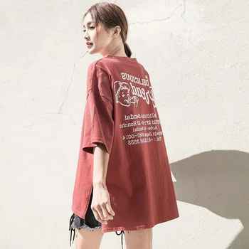 T-košele Ženy Vytlačené Kawaii O-Krku kórejský Štýl Voľné 2020 Elegantné Dámske Streetwear Hip Hop Oblečenie Žien Trendy Študentov Chic